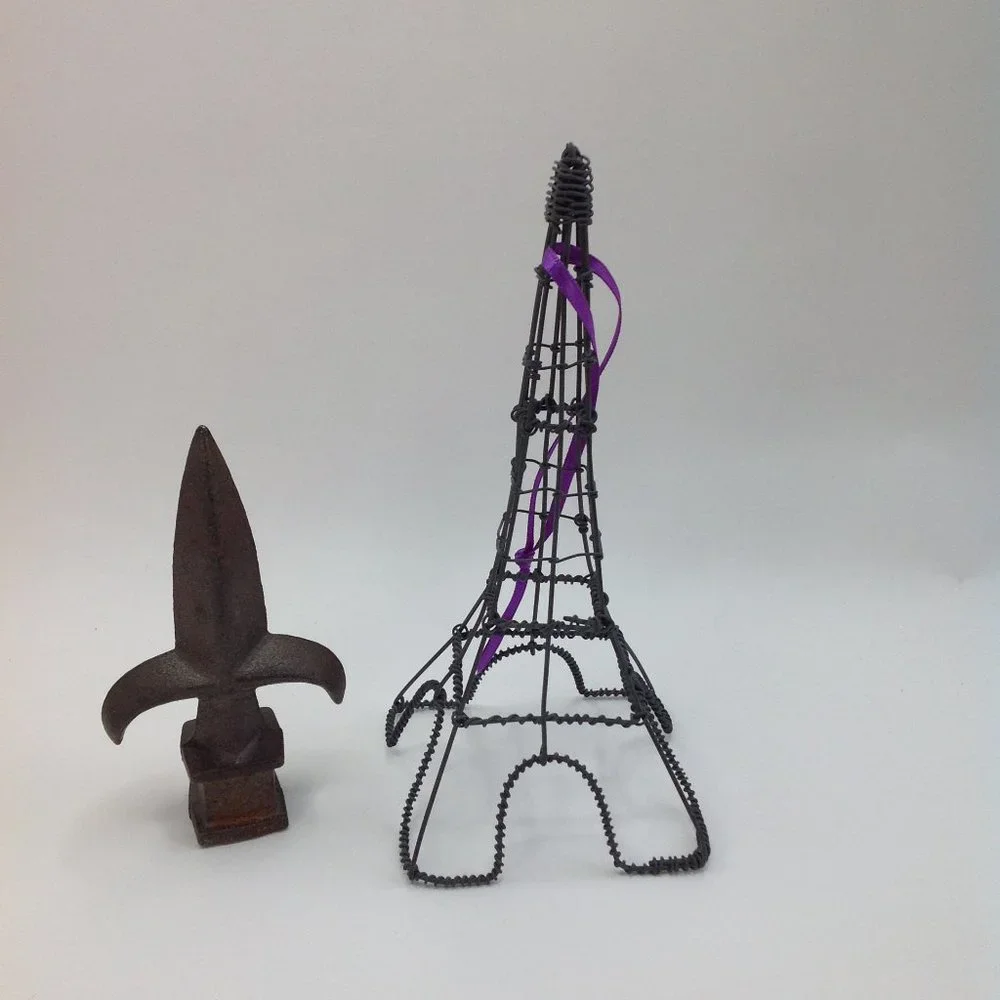 Paris Eiffel Tower Charm Decor Postcards Ribbon Hankie